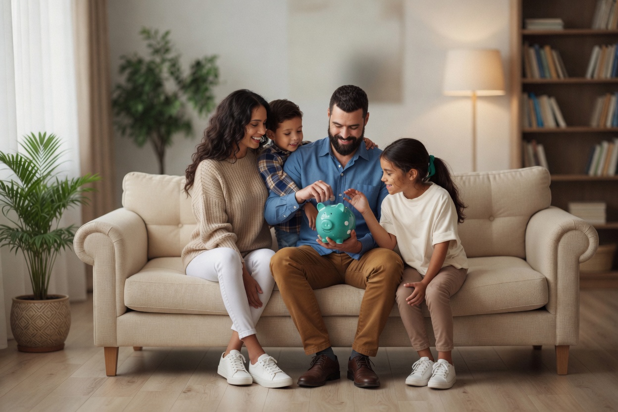 Familia disfrutando tranquilidad financiera
